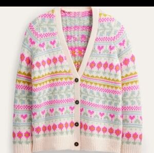 Fluffy Fair Isle Cardigan Size Small